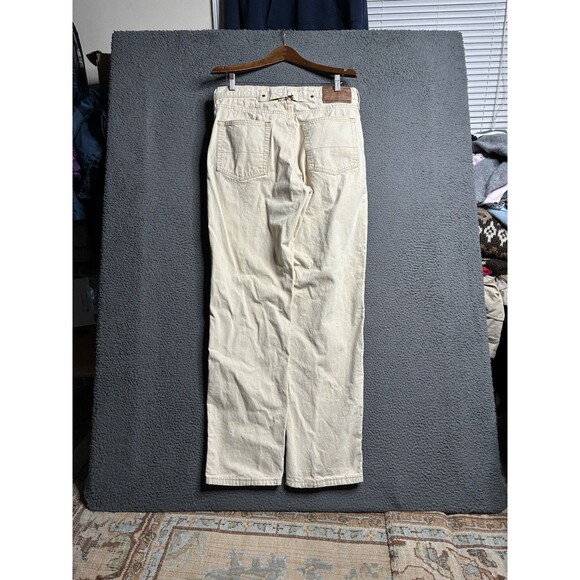 Vintage Y2k Nautica Buckle Back Baggy Jeans Mens 34x34 Beige Skater Made In USA - Picture 1 of 16